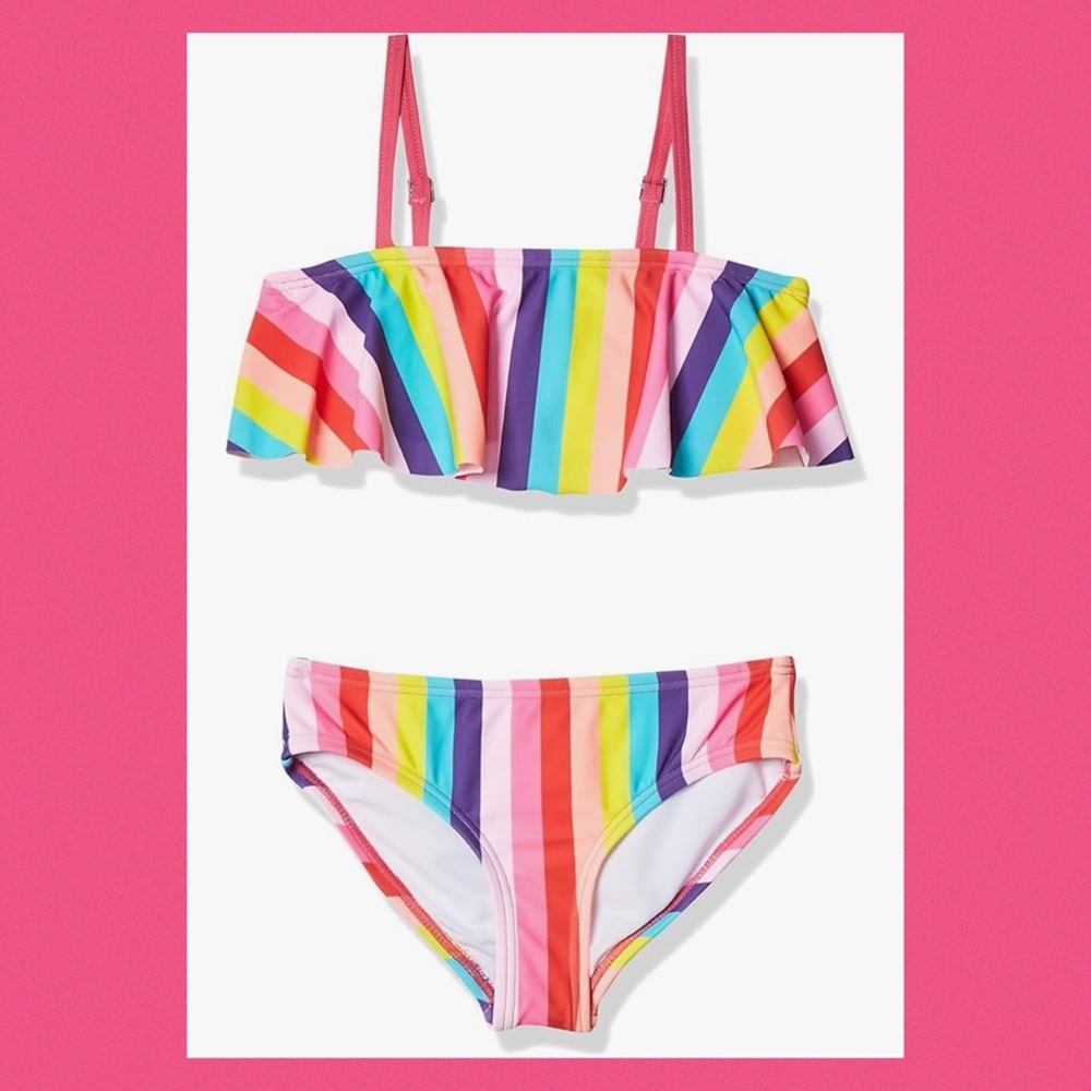 Little girls two piece colorful swimsuit. 10